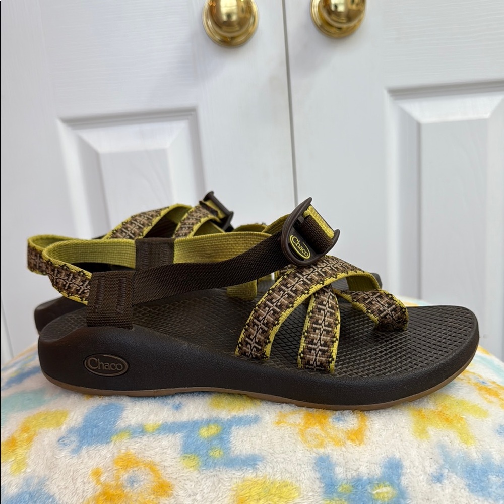 Chaco Green and Brown Sandals with Adjustable Straps